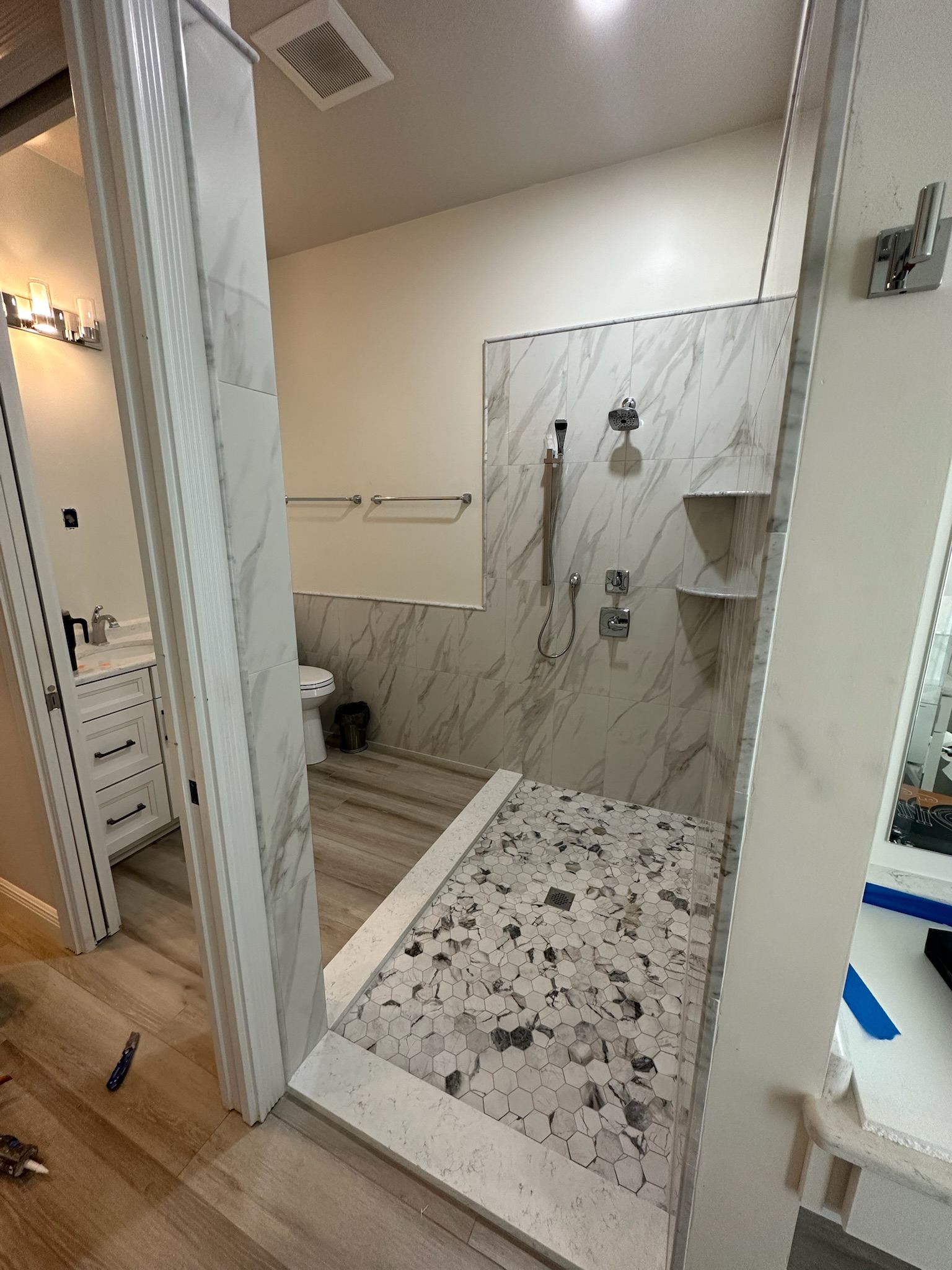 Marble Shower and Soaking Tub Retreat.