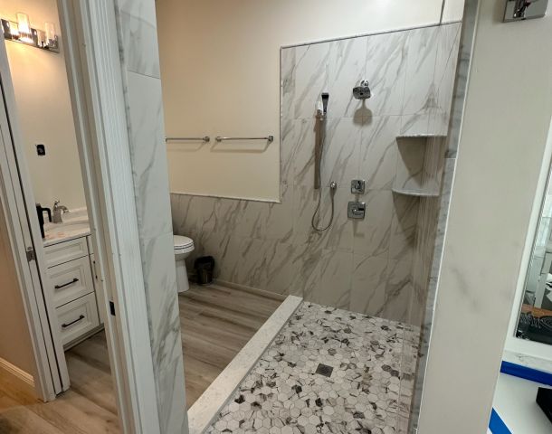 Marble Shower and Soaking Tub Retreat.
